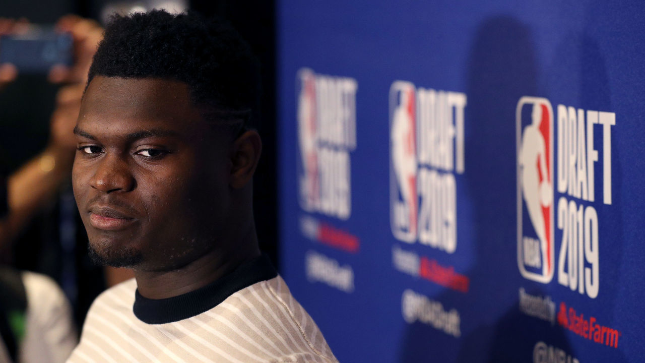 NEW YORK, NEW YORK - JUNE 19: Zion Williamson speaks to the media ahead of the 2019 NBA Draft at the Grand Hyatt New York on June 19, 2019 in New York City.