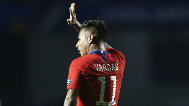 Chile's Eduardo Vargas celebrates after scoring during a Copa America football tournament Group C match between Chile and Japan at the Cicero Pompeu de Toledo Stadium, also known as Morumbi, in Sao Paulo, Brazil, on June 17, 2019.