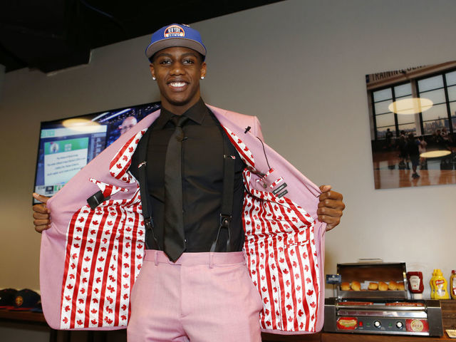 BROOKLYN, NY - JUNE 20: RJ Barrett poses for a photo after being selected third overall by the New York Knicks during the 2019 NBA Draft on June 20, 2019 at the Barclays Center in Brooklyn, New York. NOTE TO USER: User expressly acknowledges and agrees that, by downloading and/or using this photograph, user is consenting to the terms and conditions of the Getty Images License Agreement. Mandatory Copyright Notice: Copyright 2019 NBAE