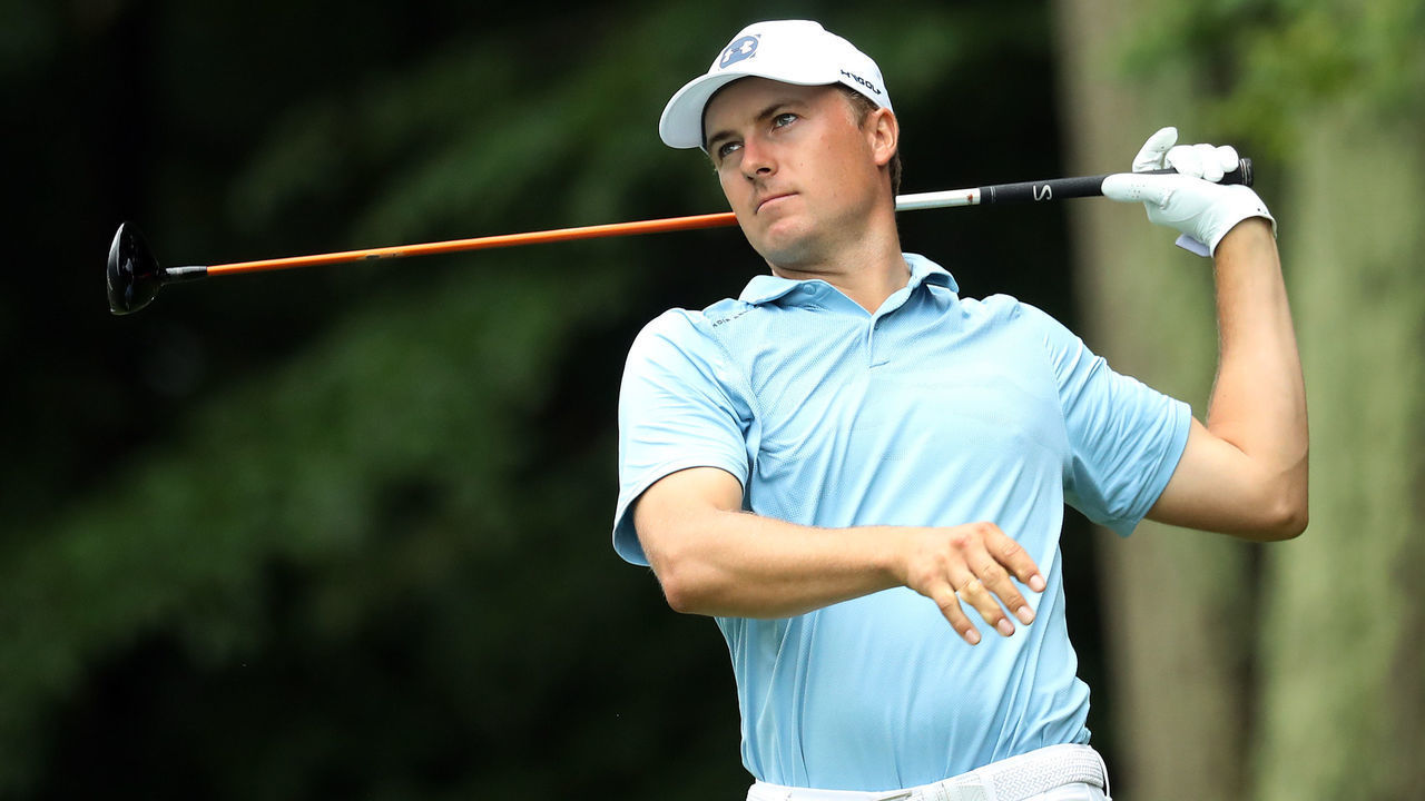 CROMWELL, CONNECTICUT - JUNE 20: Jordan Spieth of the United States plays his shot from the 15th tee during the first round of the Travelers Championship at TPC River Highlands on June 20, 2019 in Cromwell, Connecticut.