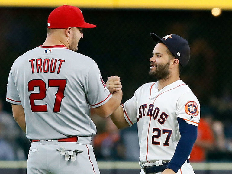 Former Houston Astro Jose Cruz and J.D. Martinez of the Houston News  Photo - Getty Images