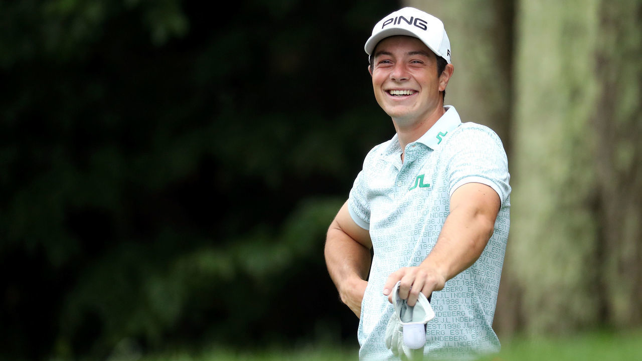 CROMWELL, CONNECTICUT - JUNE 20: Viktor Hovland of Norway reacts on the 15th tee during the first round of the Travelers Championship at TPC River Highlands on June 20, 2019 in Cromwell, Connecticut.
