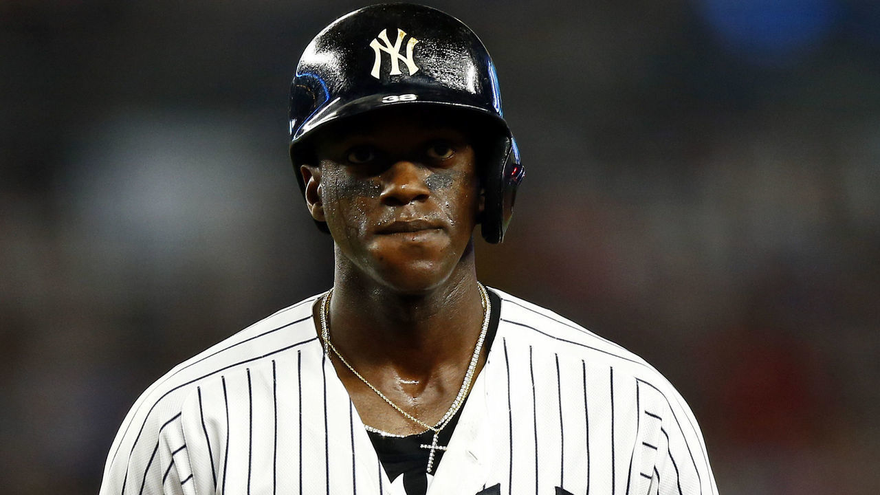 NEW YORK, NY - JUNE 17: Cameron Maybin #38 of the New York Yankees in action against the Tampa Bay Rays during the seventh inning at Yankee Stadium on June 17, 2019 in the Bronx borough of New York City.
