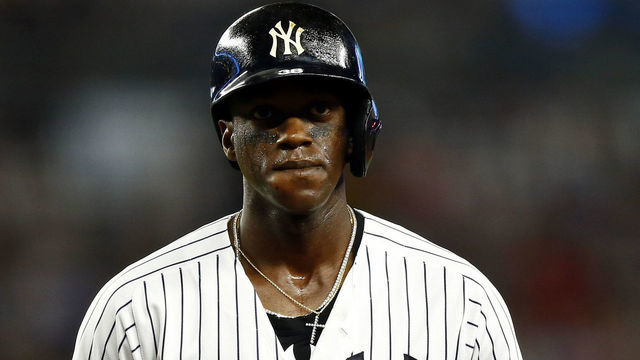 NEW YORK, NY - JUNE 17: Cameron Maybin #38 of the New York Yankees in action against the Tampa Bay Rays during the seventh inning at Yankee Stadium on June 17, 2019 in the Bronx borough of New York City.