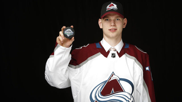 VANCOUVER, BRITISH COLUMBIA - JUNE 21: Bowen Byram poses for a portrait after being selected fourth overall by the Colorado Avalanche during the first round of the 2019 NHL Draft at Rogers Arena on June 21, 2019 in Vancouver, Canada.