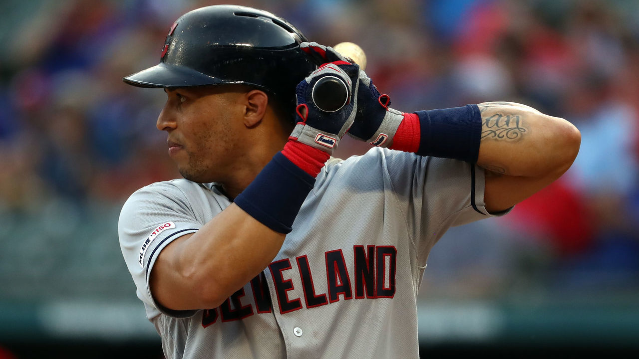 ARLINGTON, TEXAS - JUNE 19: Leonys Martin #2 of the Cleveland Indians at Globe Life Park in Arlington on June 19, 2019 in Arlington, Texas.