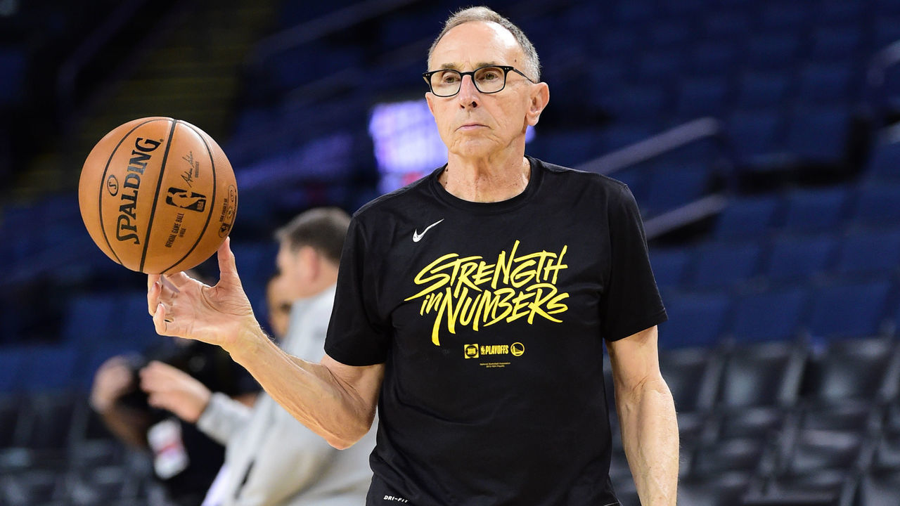 OAKLAND, CA - JUNE 6: Assistant Coach Ron Adams of the Golden State Warriors looks on during practice as part of the 2019 NBA Finals on June 6, 2019 at ORACLE Arena in Oakland, California. NOTE TO USER: User expressly acknowledges and agrees that, by downloading and/or using this photograph, user is consenting to the terms and conditions of the Getty Images License Agreement. Mandatory Copyright Notice: Copyright 2019 NBAE