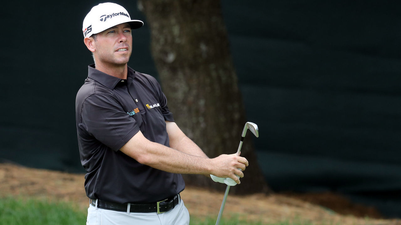 CROMWELL, CONNECTICUT - JUNE 22: Chez Reavie of the United States plays his shot from the eighth tee during the third round of the Travelers Championship at TPC River Highlands on June 22, 2019 in Cromwell, Connecticut.