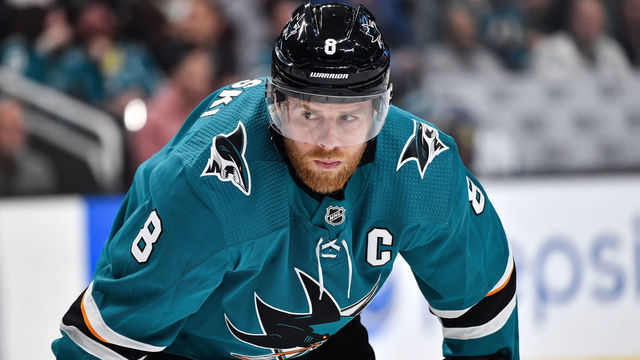 SAN JOSE, CA - MAY 08: Joe Pavelski #8 of the San Jose Sharks prepares for a face-off against the Colorado Avalanche in Game Seven of the Western Conference Second Round during the 2019 NHL Stanley Cup Playoffs at SAP Center on May 8, 2019 in San Jose, California