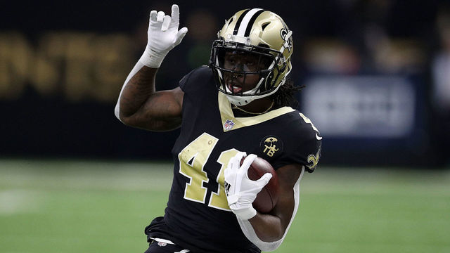 NEW ORLEANS, LOUISIANA - DECEMBER 23: Alvin Kamara #41 of the New Orleans Saints runs with the ball during the first half against the Pittsburg Steelers at the Mercedes-Benz Superdome on December 23, 2018 in New Orleans, Louisiana.