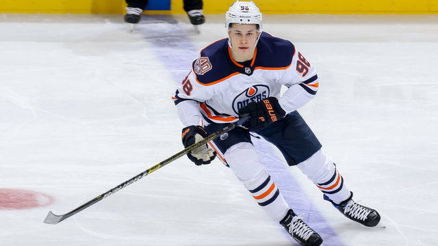 WINNIPEG, MB - OCTOBER 16: Jesse Puljujarvi #98 of the Edmonton Oilers keeps an eye on the play during second period action against the Winnipeg Jets at the Bell MTS Place on October 16, 2018 in Winnipeg, Manitoba, Canada. The Oilers defeated the Jets 5-4 in overtime.