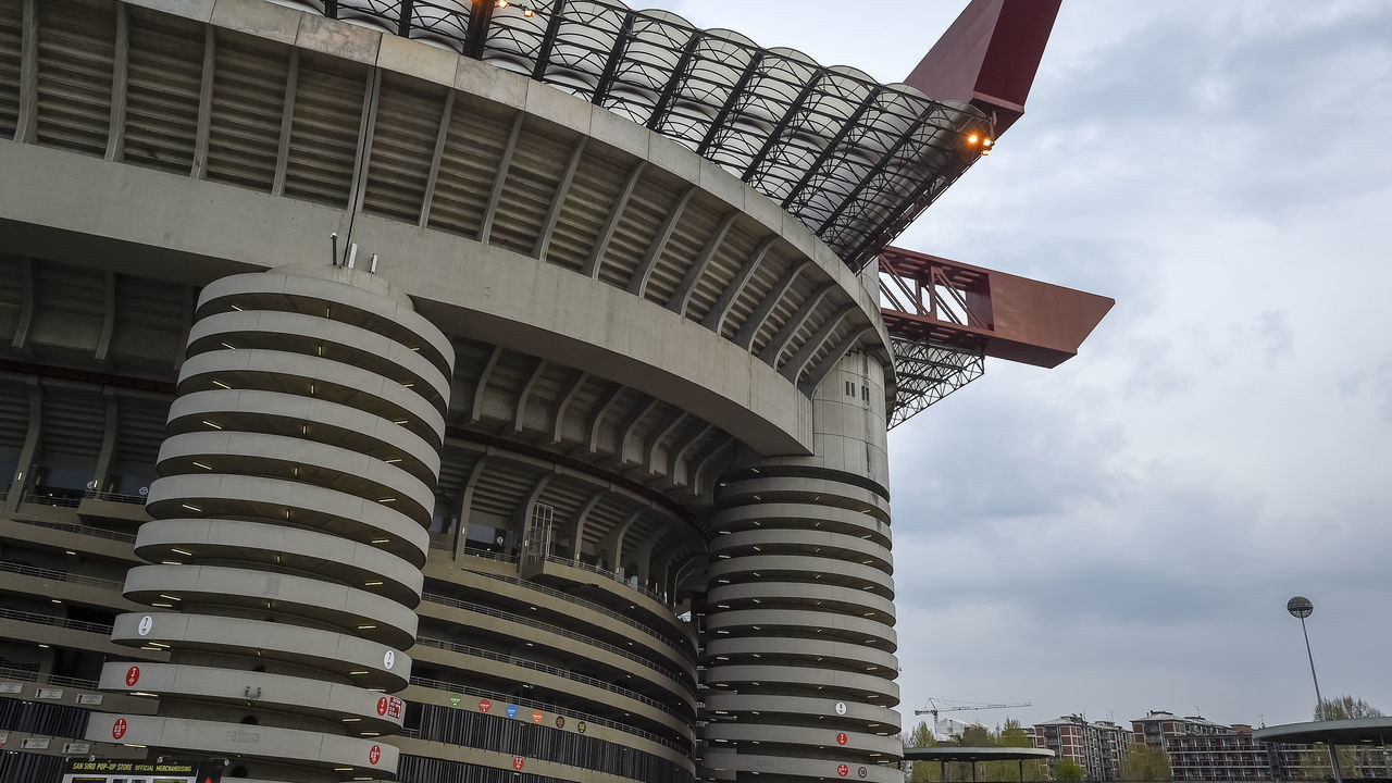 STADIO GIUSEPPE MEAZZA, MILAN, ITALY - 2019/04/02: General view of Giuseppe Meazza stadium (also known as San Siro) prior to the Serie A football match between AC Milan and Udinese Calcio. The match ended in a 1-1 tie.