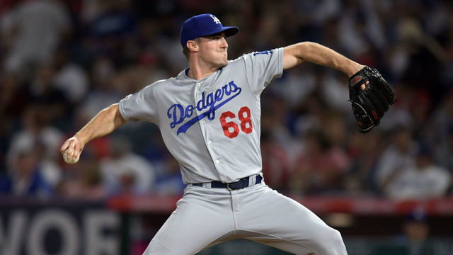 ANAHEIM, CA - JUNE 10: Los Angeles Dodgers pitcher Ross Stripling (68) in action during the seventh inning of a game against the Los Angeles Angels played on June 10, 2019 at Angel Stadium of Anaheim in Anaheim, CA.