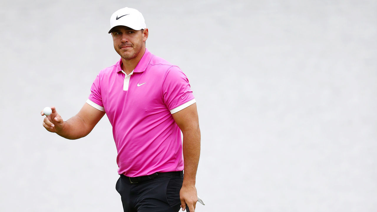 CROMWELL, CONNECTICUT - JUNE 20: Brooks Koepka of the United States acknowledges fans on the 17th green during the first round of the Travelers Championship at TPC River Highlands on June 20, 2019 in Cromwell, Connecticut.