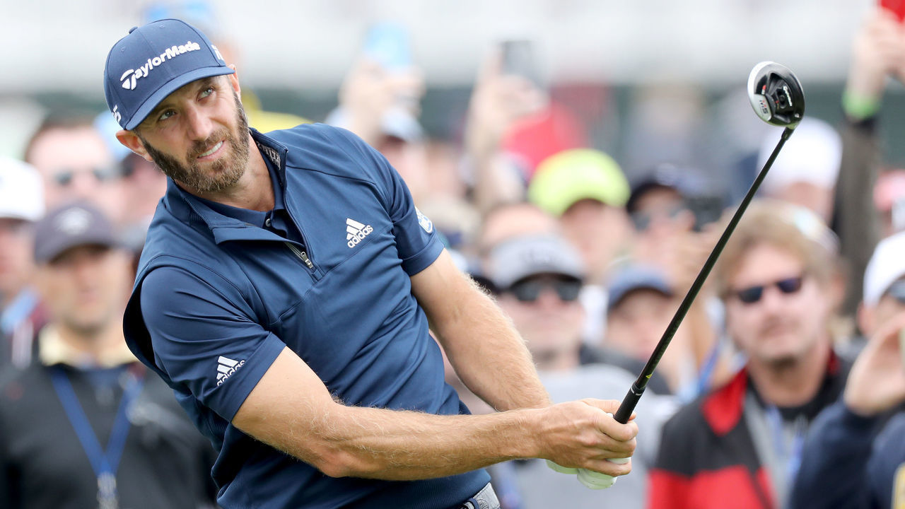 PEBBLE BEACH, CALIFORNIA - JUNE 16: Dustin Johnson of the United States plays his tee shot on the par 4, third hole during the final round of the 2019 U.S.Open Championship at the Pebble Beach Golf Links on June 16, 2019 in Pebble Beach, California.