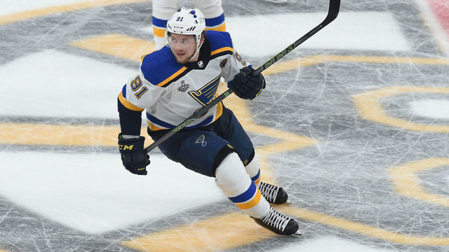 BOSTON, MA - MAY 29: Vladimir Tarasenko #91 of the St. Louis Blues skates against the Boston Bruins in Game Two of the Stanley Cup Final during the 2019 NHL Stanley Cup Playoffs at the TD Garden on May 29, 2019 in Boston, Massachusetts.