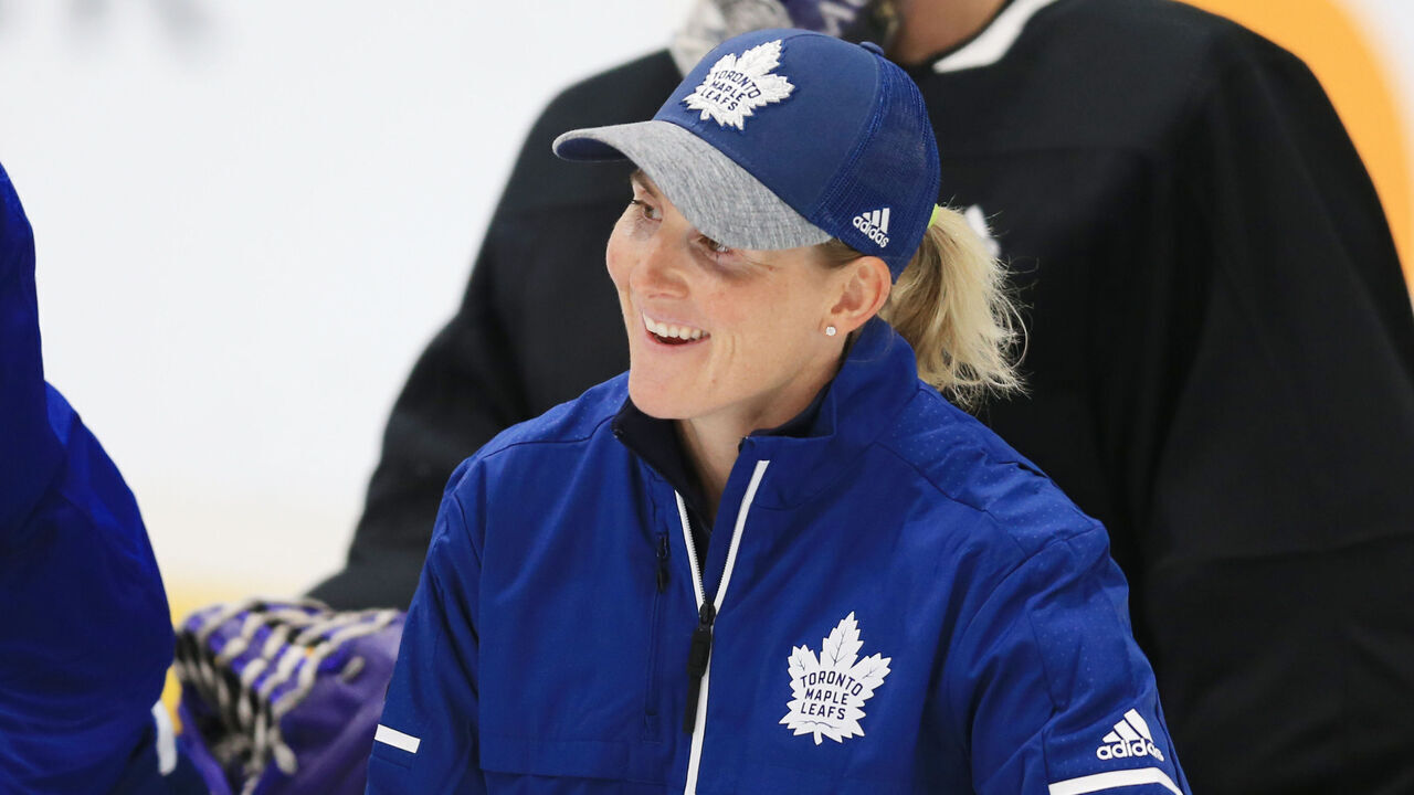TORONTO, ON- Guest coach Hailey Wickenheiser at the Leafs training facility in Etobicoke. June 26, 2018. (Rene Johnston/Toronto Star via Getty Images)