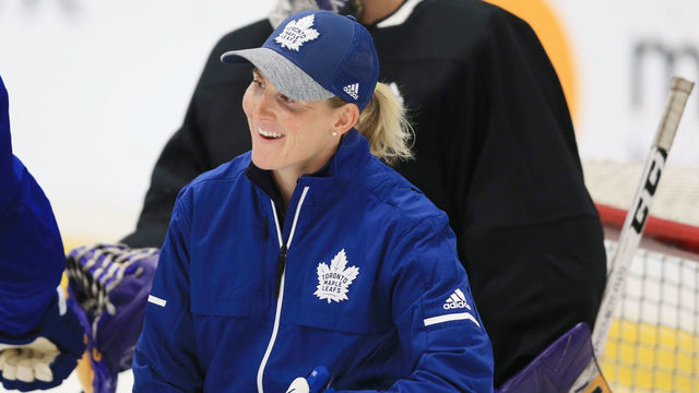 TORONTO, ON- Guest coach Hailey Wickenheiser at the Leafs training facility in Etobicoke. June 26, 2018. (Rene Johnston/Toronto Star via Getty Images)