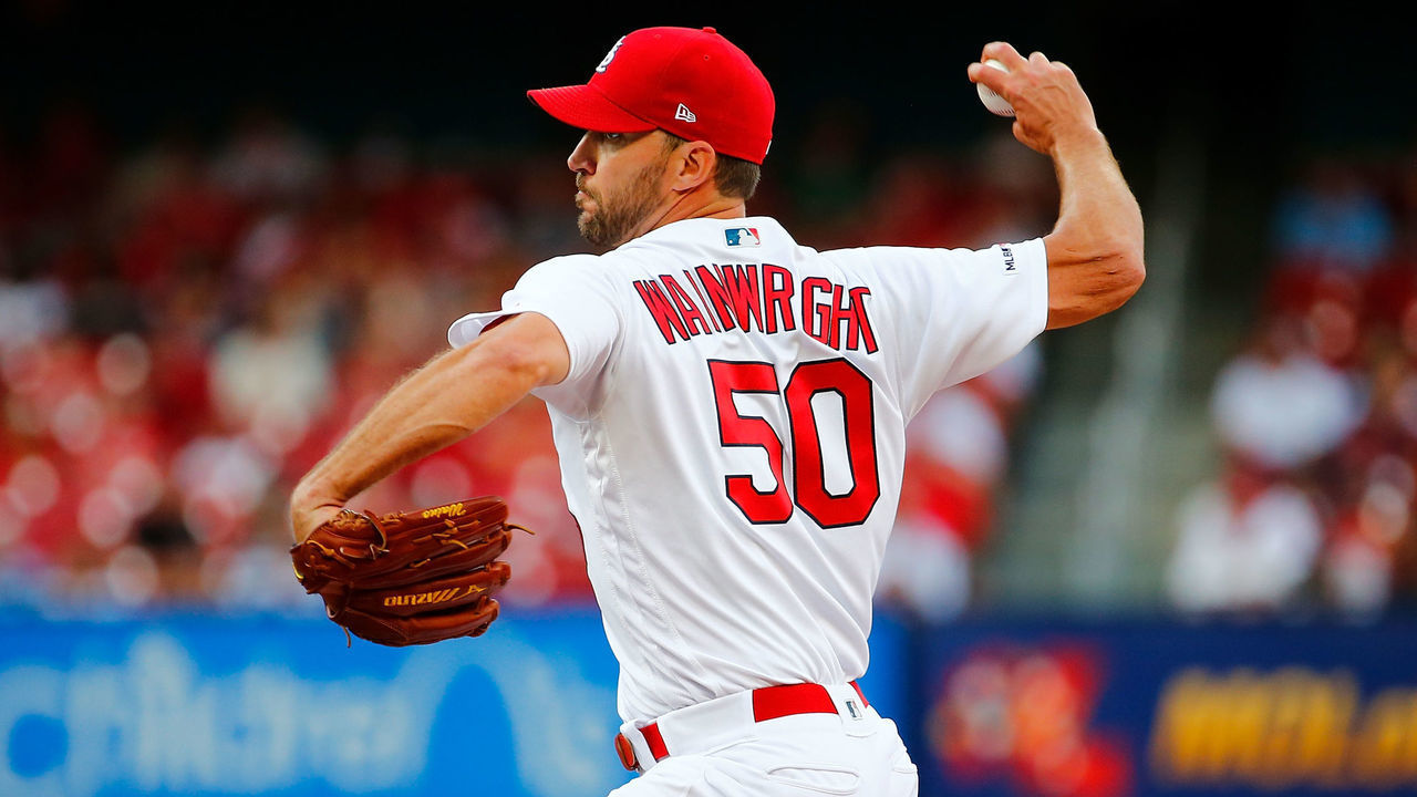 ST LOUIS, MO - JUNE 20: Adam Wainwright #50 of the St. Louis Cardinals delivers a pitch against the St. Louis Cardinals in the second inning at Busch Stadium on June 20, 2019 in St Louis, Missouri.
