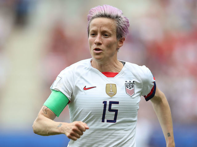 REIMS, FRANCE - JUNE 24: Megan Rapinoe of USA during the 2019 FIFA Women's World Cup France Round Of 16 match between Spain and USA at Stade Auguste Delaune on June 24, 2019 in Reims, France.