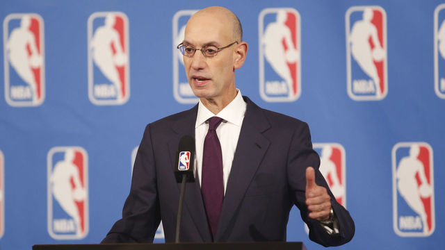 NEW YORK - SEPTEMBER 21: NBA Commissioner Adam Silver speaks to the media after the Board of Governors meetings on September 21, 2018 at the St. Regis Hotel in New York City. NOTE TO USER: User expressly acknowledges and agrees that, by downloading and/or using this photograph, user is consenting to the terms and conditions of the Getty Images License Agreement. Mandatory Copyright Notice: Copyright 2018 NBAE
