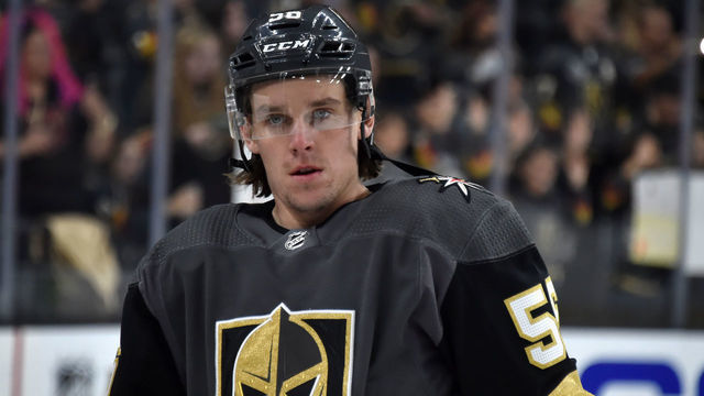 LAS VEGAS, NV - OCTOBER 28: Erik Haula #56 of the Vegas Golden Knights warms up prior to a game against the Ottawa Senators at T-Mobile Arena on October 28, 2018 in Las Vegas, Nevada.