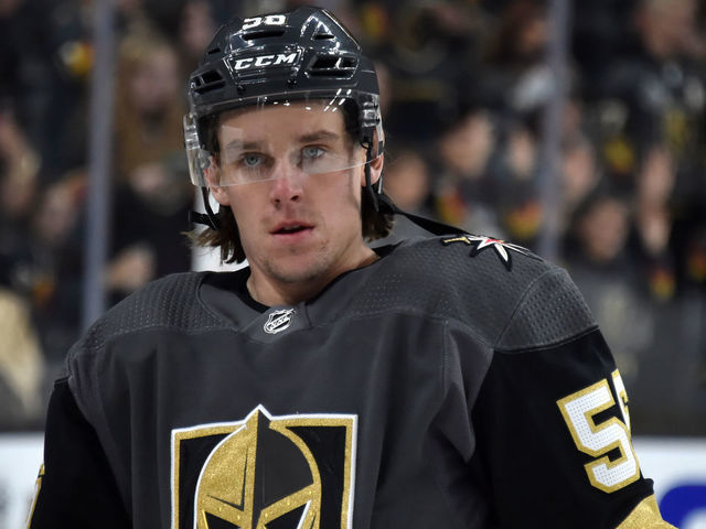 LAS VEGAS, NV - OCTOBER 28: Erik Haula #56 of the Vegas Golden Knights warms up prior to a game against the Ottawa Senators at T-Mobile Arena on October 28, 2018 in Las Vegas, Nevada.