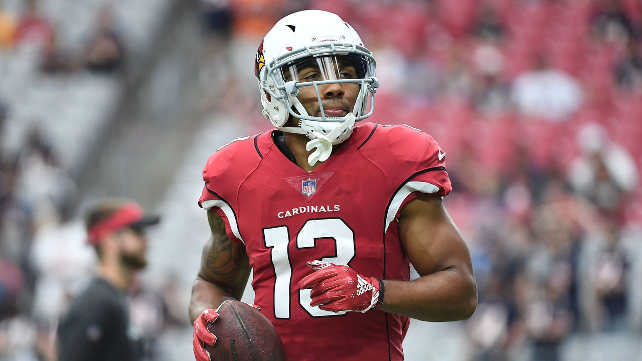GLENDALE, AZ - SEPTEMBER 23: Wide receiver Christian Kirk #13 of the Arizona Cardinals warms up for the game against the Chicago Bears at State Farm Stadium on September 23, 2018 in Glendale, Arizona. The Chicago Bears won 16-14.