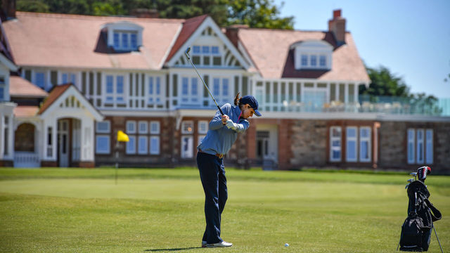 GULLANE, SCOTLAND - JUNE 27: A lady golfer plays at Muirfield Golf Club on June 27, 2019 in Gullane,Scotland. The Honourable Company of Edinburgh Golfers, which has its home at Muirfield, in East Lothian, has invited twelve female golfers to join the club as members for the first time since voting to change the club’s rules in 2017.