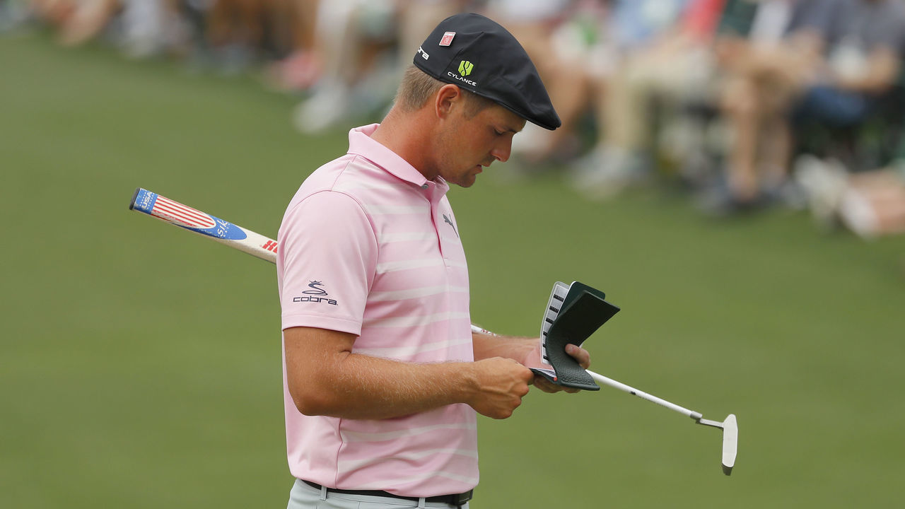 AUGUSTA, GEORGIA - APRIL 13: Bryson DeChambeau of the United States walks on the second green during the third round of the Masters at Augusta National Golf Club on April 13, 2019 in Augusta, Georgia.