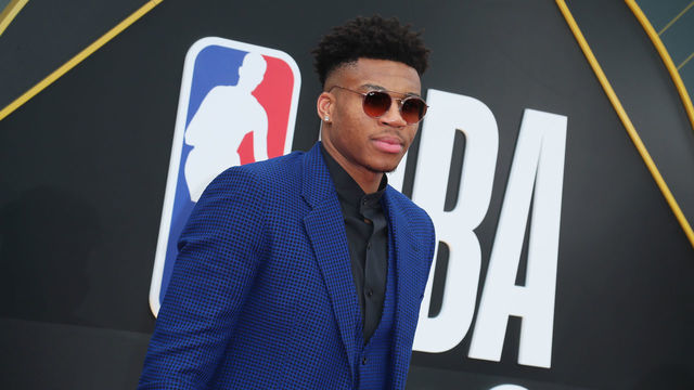SANTA MONICA, CALIFORNIA - JUNE 24: Giannis Antetokounmpo attends 2019 NBA Awards at Barker Hangar on June 24, 2019 in Santa Monica, California.