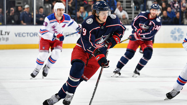 COLUMBUS, OH - NOVEMBER 10: Artemi Panarin #9 of the Columbus Blue Jackets skates against the New York Rangers on November 10, 2018 at Nationwide Arena in Columbus, Ohio.