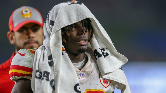 LOS ANGELES, CA - NOVEMBER 19: Kansas City Chiefs wide receiver Tyreek Hill (10) walking into the locker room at halftime in a NFL game between the Kansas City Chiefs and the Los Angeles Rams on November 19, 2018 at the Los Angeles Memorial Coliseum in Los Angeles, CA.