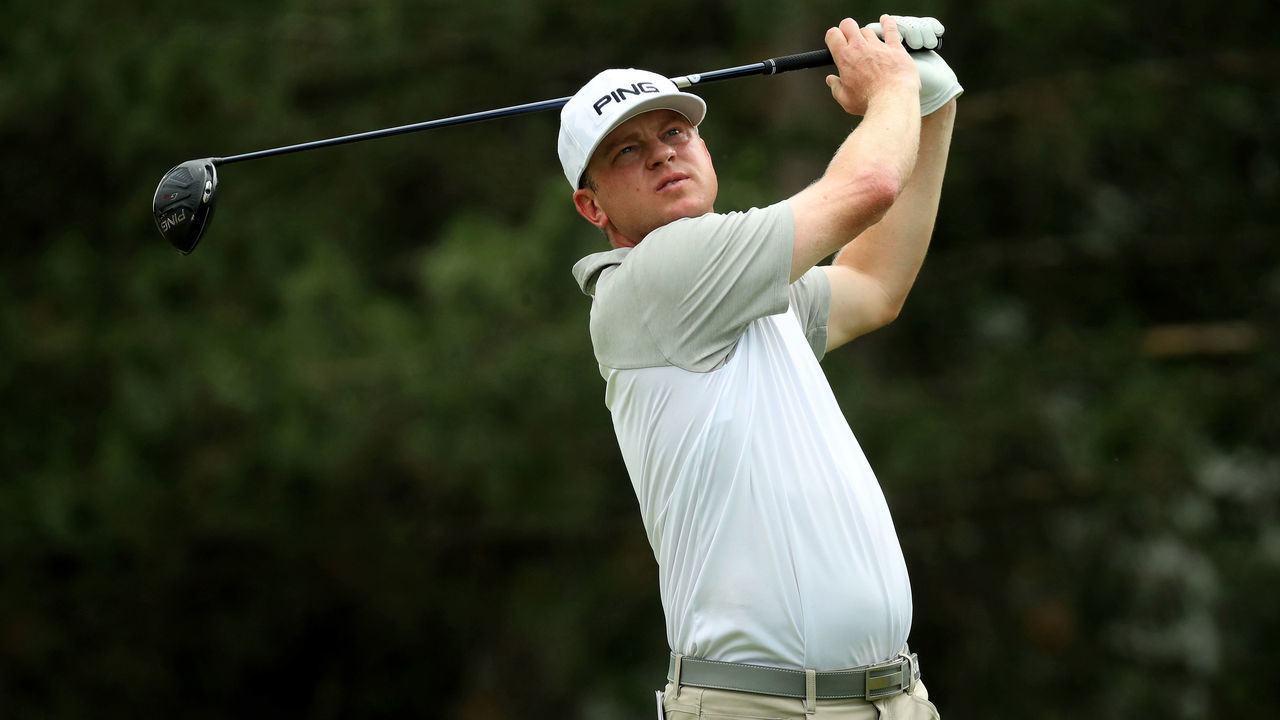 DETROIT, MICHIGAN - JUNE 28: Nate Lashley plays his shot from the fourth tee during round two of the Rocket Mortgage Classic at the Detroit Country Club on June 28, 2019 in Detroit, Michigan.
