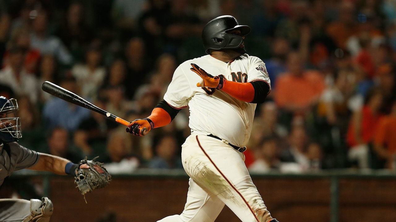 SAN FRANCISCO, CALIFORNIA - JUNE 11: Pablo Sandoval #48 of the San Francisco Giants at bat against the San Diego Padres at Oracle Park on June 11, 2019 in San Francisco, California.