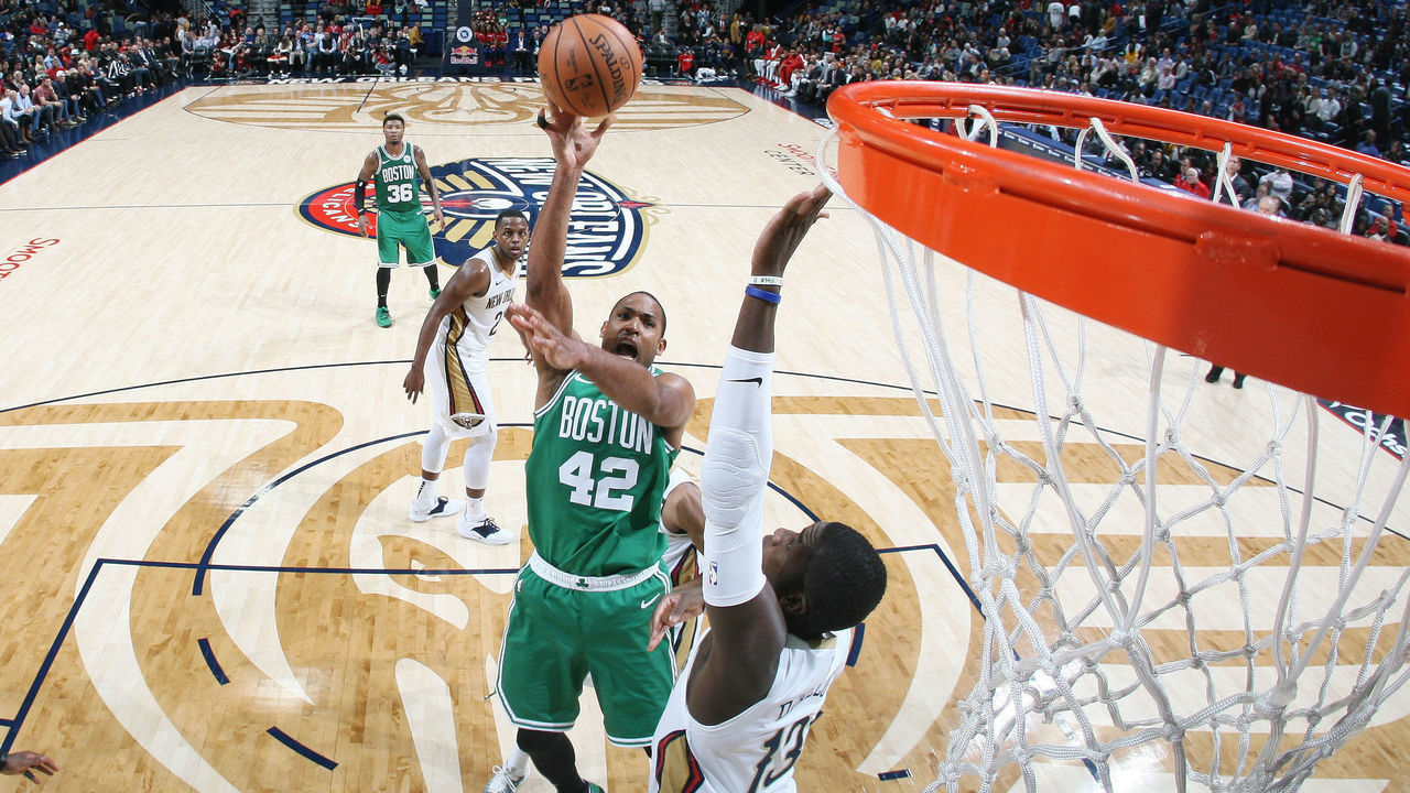NEW ORLEANS, LA - NOVEMBER 26: Al Horford #42 of the Boston Celtics shoots the ball against the New Orleans Pelicans on November 26, 2018 at the Smoothie King Center in New Orleans, Louisiana. Mandatory Copyright Notice: Copyright 2018 NBAE
