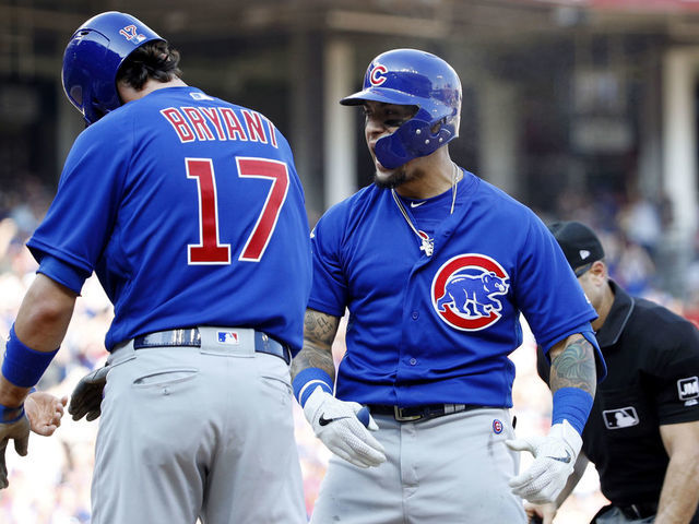 Chicago Cubs' Albert Almora Jr. bats against the Cincinnati Reds