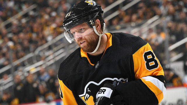 PITTSBURGH, PA - APRIL 06: Phil Kessel #81 of the Pittsburgh Penguins skates against the New York Rangers at PPG Paints Arena on April 6, 2019 in Pittsburgh, Pennsylvania.