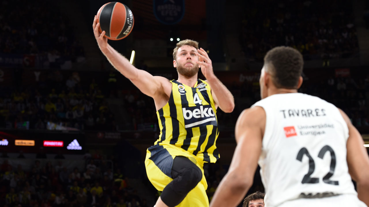 VITORIA-GASTEIZ, SPAIN - MAY 19: Nicolo Melli, #4 of Fenerbahce Beko Istanbul in action during the Turkish Airlines Euroleague Third Place Game Fenerbahce Beko Istanbul v Real Madrid at Fernando Buesa Arena on May 19, 2019 in Vitoria-Gasteiz, Spain.