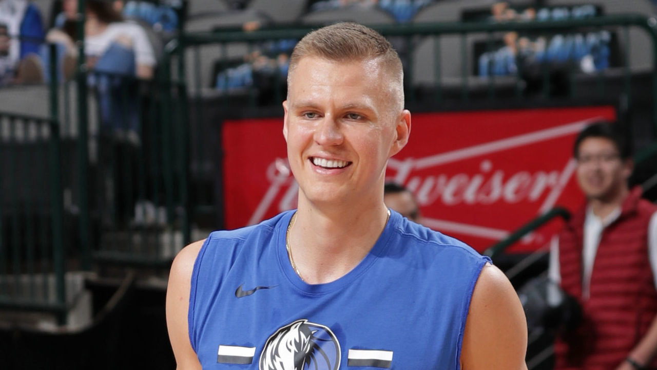 DALLAS, TX - APRIL 5 : Kristaps Porzingis #6 of the Dallas Mavericks smiles prior to the game against the Memphis Grizzlies on April 5, 2019 at the American Airlines Center in Dallas, Texas. Mandatory Copyright Notice: Copyright 2019 NBAE