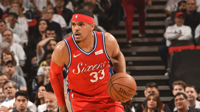 TORONTO, CANADA - MAY 12: Tobias Harris #33 of the Philadelphia 76ers handles the ball against the Toronto Raptors during Game Seven of the Eastern Conference Semi-Finals of the 2019 NBA Playoffs on May 12, 2019 at the Scotiabank Arena in Toronto, Ontario, Canada. Mandatory Copyright Notice: Copyright 2019 NBAE