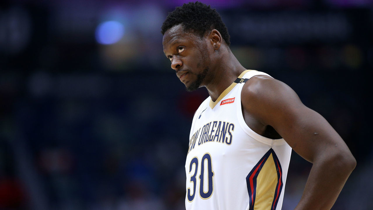 NEW ORLEANS, LOUISIANA - MARCH 26: Julius Randle #30 of the New Orleans Pelicans reacts during a game against the Atlanta Hawks at the Smoothie King Center on March 26, 2019 in New Orleans, Louisiana.