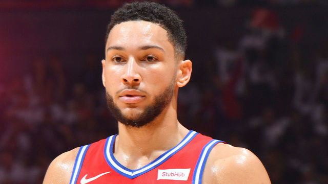 TORONTO, CANADA - MAY 12: Ben Simmons #25 of the Philadelphia 76ers looks on against the Toronto Raptors during Game Seven of the Eastern Conference Semi-Finals of the 2019 NBA Playoffs on May 12, 2019 at the Scotiabank Arena in Toronto, Ontario, Canada. Mandatory Copyright Notice: Copyright 2019 NBAE