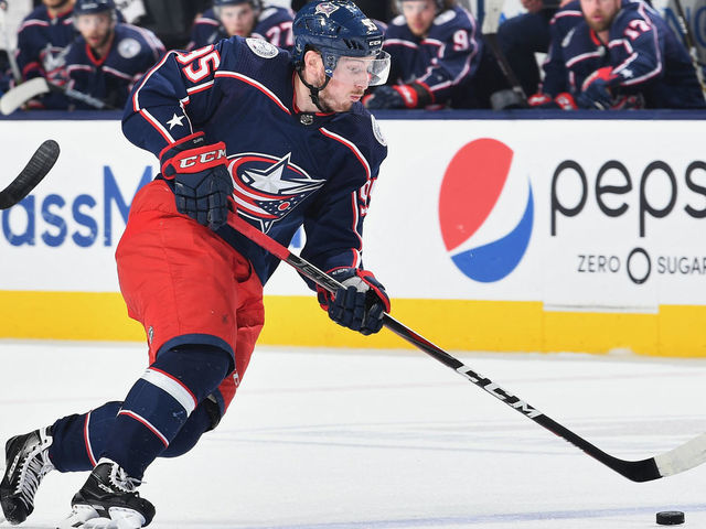 COLUMBUS, OH - MAY 2: Matt Duchene #95 of the Columbus Blue Jackets skates against the Boston Bruins in Game Four of the Eastern Conference Second Round during the 2019 NHL Stanley Cup Playoffs on May 2, 2019 at Nationwide Arena in Columbus, Ohio.