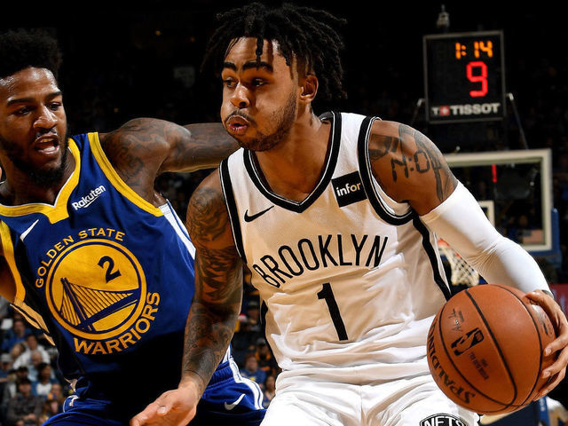 OAKLAND, CA - NOVEMBER 10: D'Angelo Russell #1 of the Brooklyn Nets handles the ball against the Golden State Warriors on November 10, 2018 at ORACLE Arena in Oakland, California. Mandatory Copyright Notice: Copyright 2018 NBAE