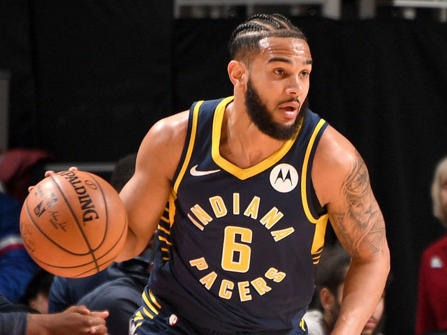 DETROIT, MI - APRIL 3: Cory Joseph #6 of the Indiana Pacers handles the ball during the game against the Detroit Pistons on April 3, 2019 at Little Caesars Arena in Detroit, Michigan. NOTE TO USER: User expressly acknowledges and agrees that, by downloading and/or using this photograph, User is consenting to the terms and conditions of the Getty Images License Agreement. Mandatory Copyright Notice: Copyright 2019 NBAE