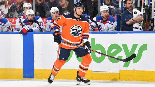 EDMONTON, AB - MARCH 11: Andrej Sekera #2 of the Edmonton Oilers skates during the game against the New York Rangers on March 11, 2019 at Rogers Place in Edmonton, Alberta, Canada.