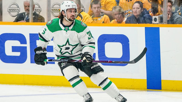 NASHVILLE, TN - APRIL 10: Mats Zuccarello #36 of the Dallas Stars skates against the Nashville Predators in Game One of the Western Conference First Round during the 2019 NHL Stanley Cup Playoffs at Bridgestone Arena on April 10, 2019 in Nashville, Tennessee.