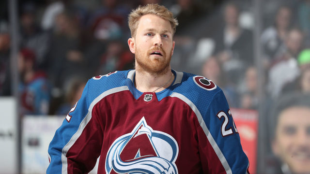 DENVER, CO - MAY 02: Colin Wilson #22 of the Colorado Avalanche skates prior to the gameagainst the San Jose Sharks in Game Four of the Western Conference Second Round during the 2019 NHL Stanley Cup Playoffs at the Pepsi Center on May 2, 2019 in Denver, Colorado.