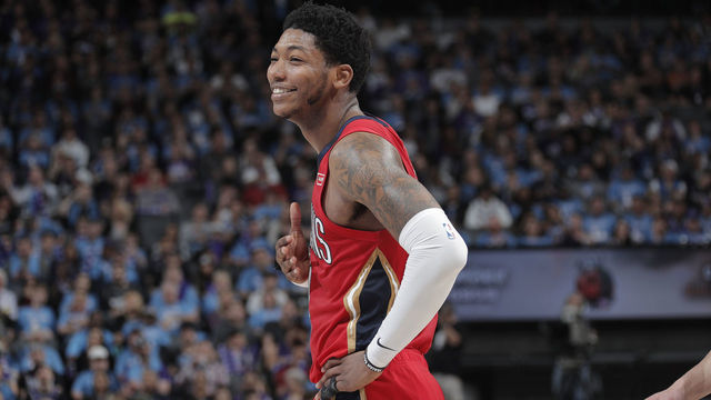 SACRAMENTO, CA - APRIL 7: Elfrid Payton #4 of the New Orleans Pelicans looks on during the game against the Sacramento Kings on April 7, 2019 at Golden 1 Center in Sacramento, California. NOTE TO USER: User expressly acknowledges and agrees that, by downloading and or using this photograph, User is consenting to the terms and conditions of the Getty Images Agreement. Mandatory Copyright Notice: Copyright 2019 NBAE
